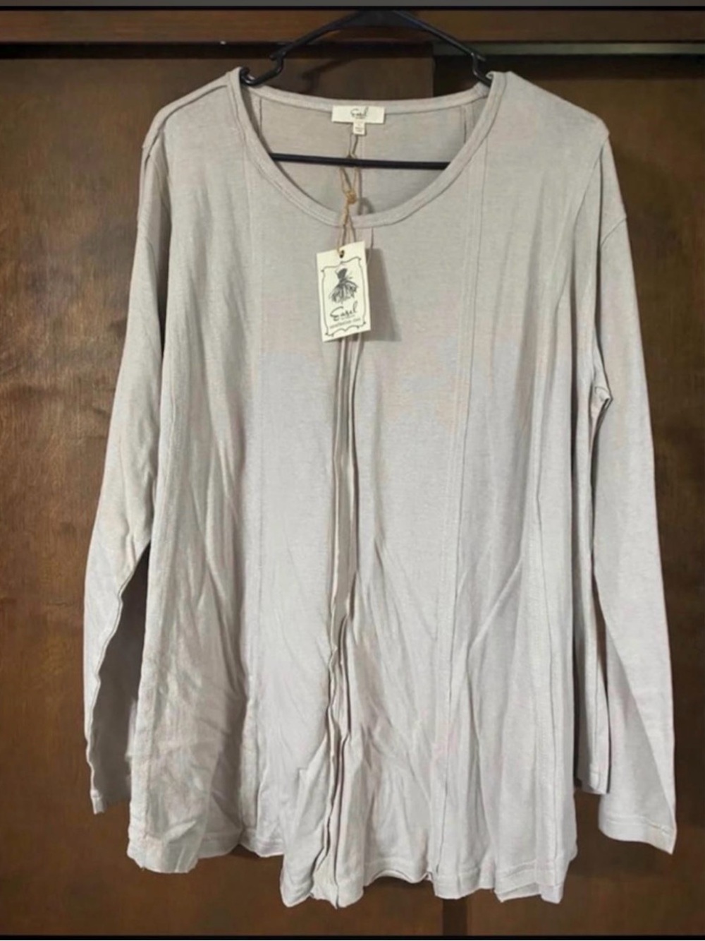 easel Long Sleeve Scoop Neck Tunic in Light Taupe
